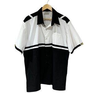 Deist Button Shirt Mens Size XL Safety Racing Button Black White Retro Workwear